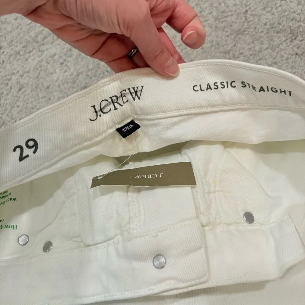 NWT J. Crew 2024 Classic Straight Jean in White Size 29